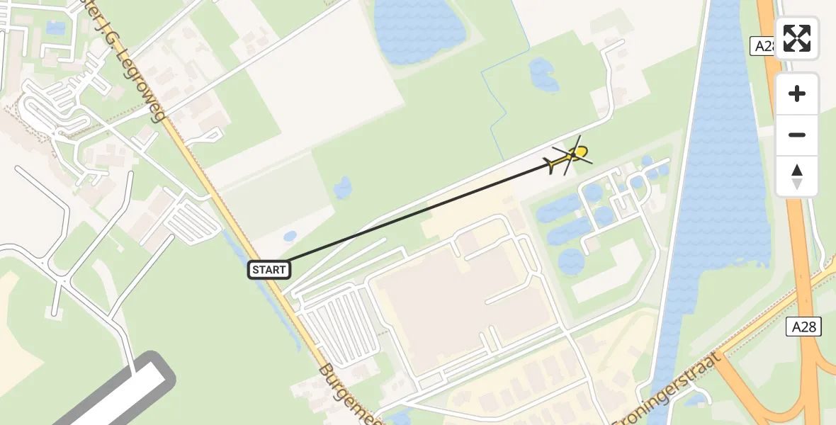 Routekaart van de vlucht: Traumahelikopter naar Eelde