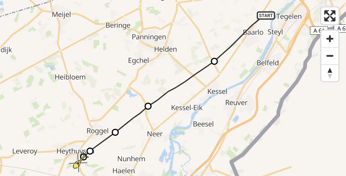 Routekaart van de vlucht: Lifeliner 3 naar Heythuysen