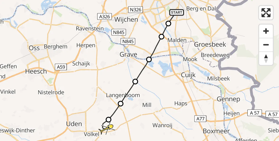 Routekaart van de vlucht: Lifeliner 3 naar Volkel