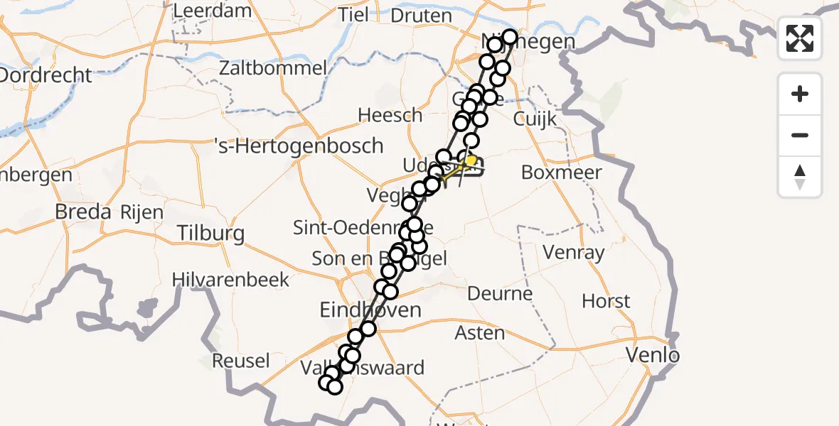 Routekaart van de vlucht: Lifeliner 3 naar Volkel