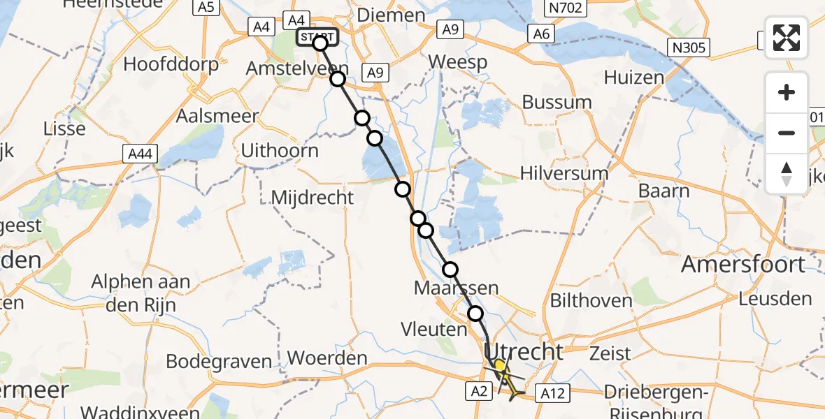 Routekaart van de vlucht: Lifeliner 1 naar Utrecht