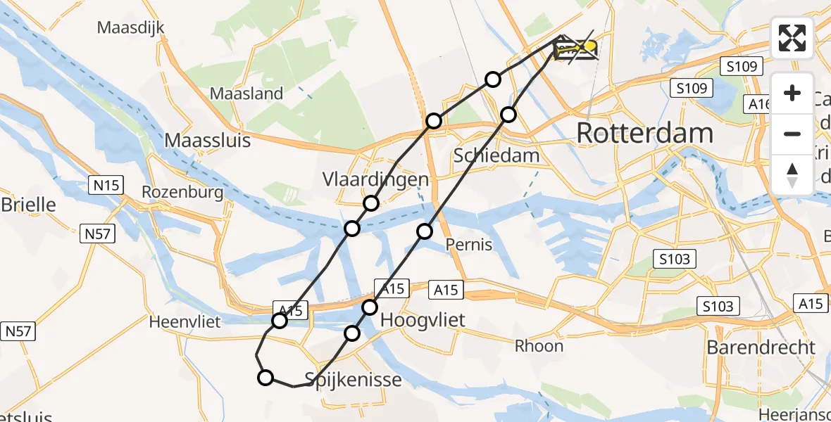 Routekaart van de vlucht: Lifeliner 2 naar Rotterdam