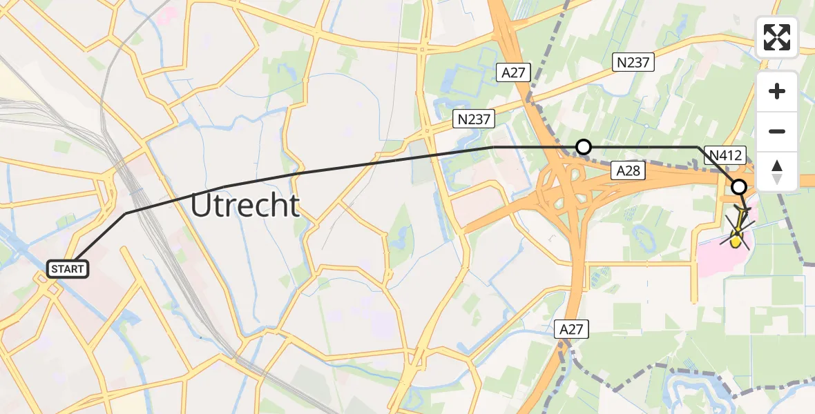 Routekaart van de vlucht: Lifeliner 1 naar Utrecht