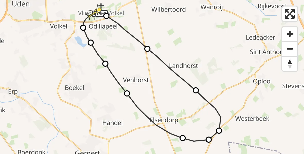 Routekaart van de vlucht: Lifeliner 3 naar Volkel