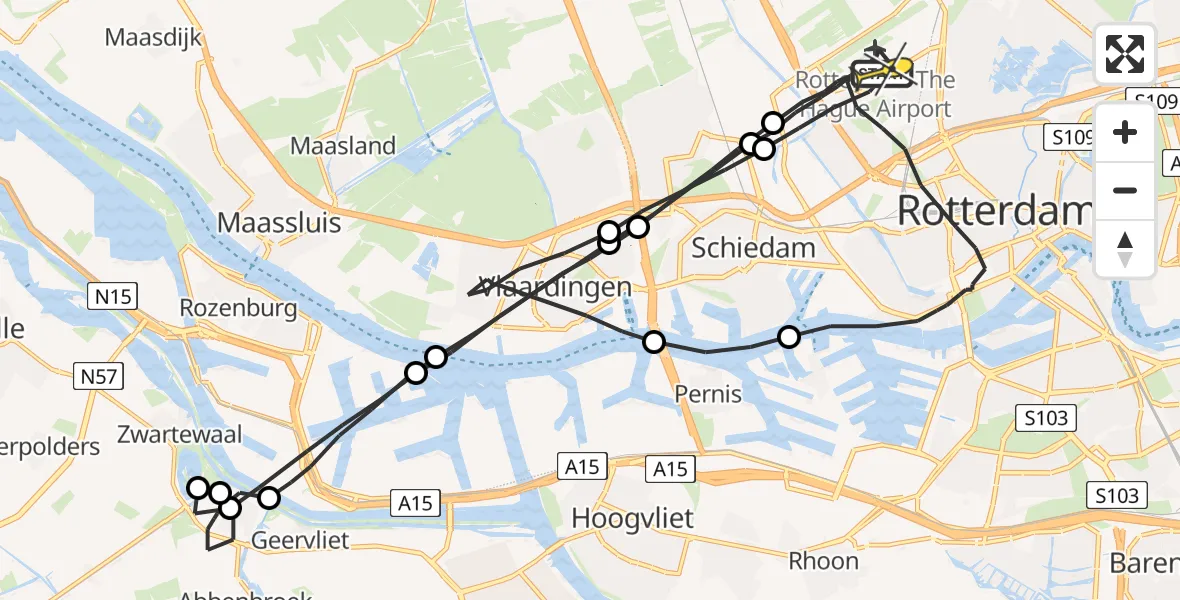 Routekaart van de vlucht: Lifeliner 2 naar Rotterdam