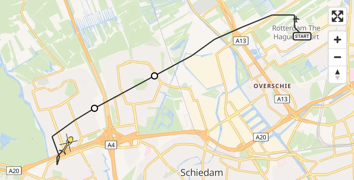 Routekaart van de vlucht: Lifeliner 2 naar Vlaardingen