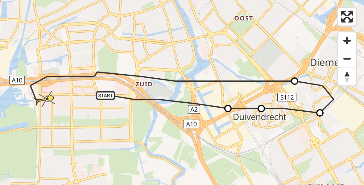 Routekaart van de vlucht: Lifeliner 1 naar Amsterdam