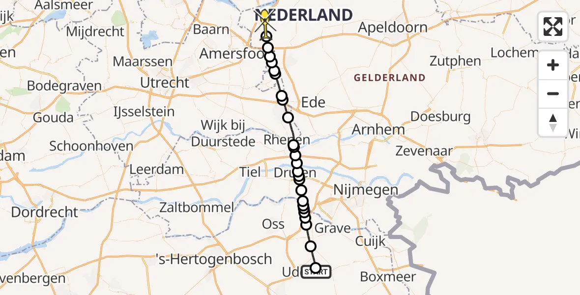 Routekaart van de vlucht: Lifeliner 3 naar Nijkerk