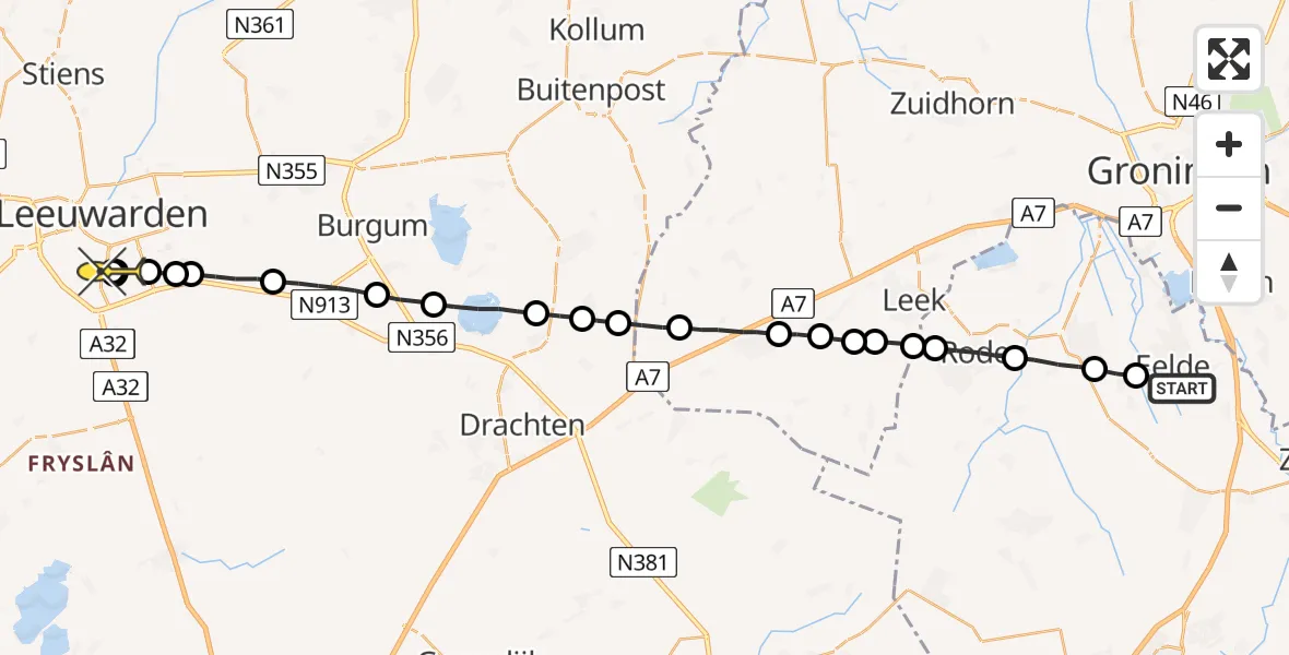 Routekaart van de vlucht: Lifeliner 4 naar Goutum