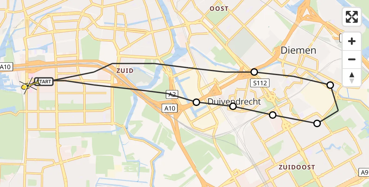 Routekaart van de vlucht: Lifeliner 1 naar Amsterdam