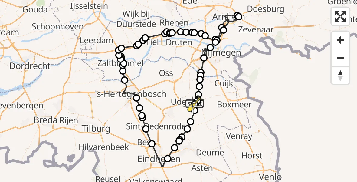 Routekaart van de vlucht: Politieheli naar Odiliapeel