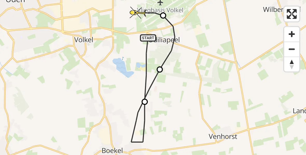 Routekaart van de vlucht: Lifeliner 3 naar Volkel