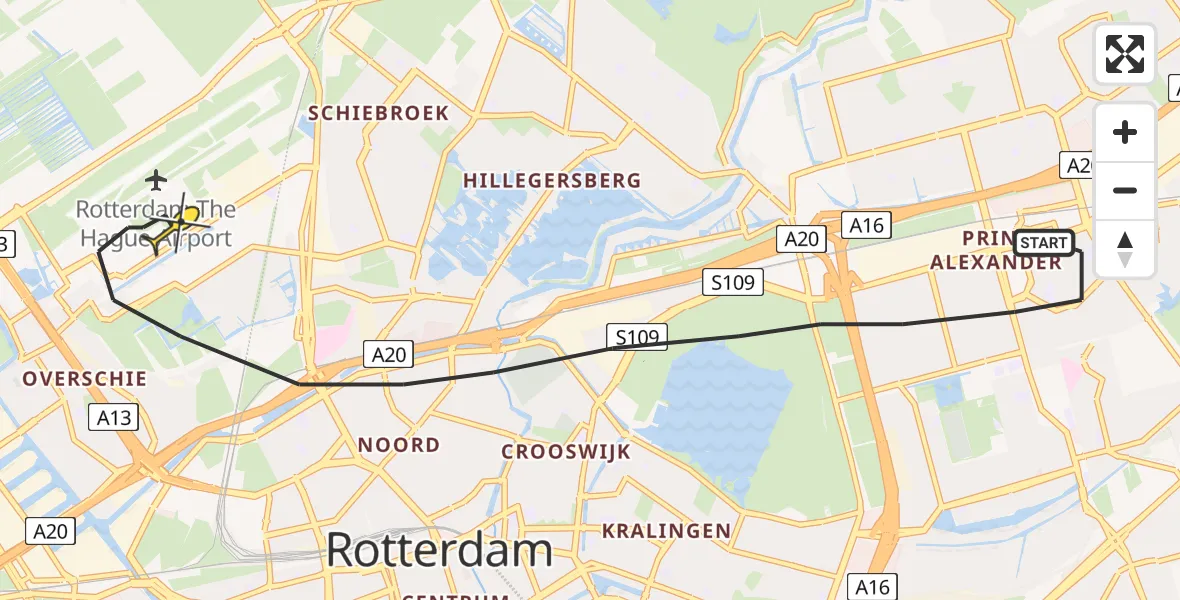 Routekaart van de vlucht: Lifeliner 2 naar Rotterdam