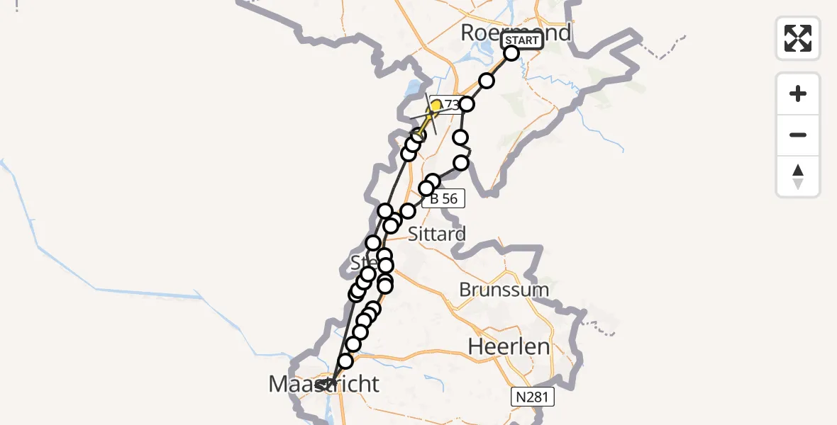 Routekaart van de vlucht: Politieheli naar Echt