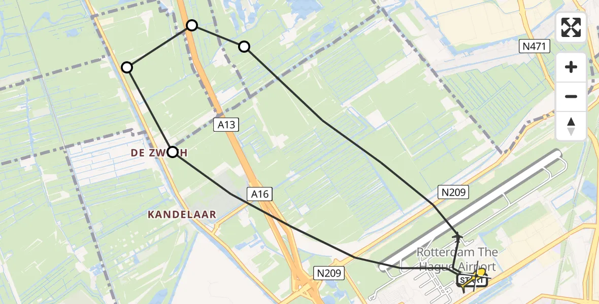 Routekaart van de vlucht: Lifeliner 2 naar Rotterdam