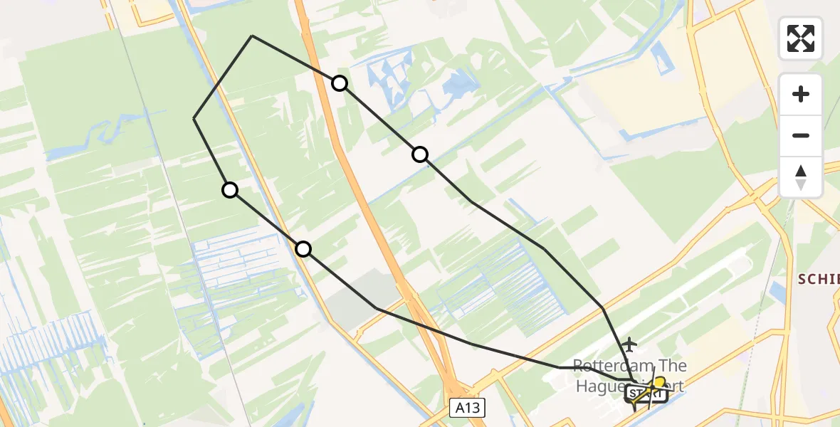 Routekaart van de vlucht: Lifeliner 2 naar Rotterdam