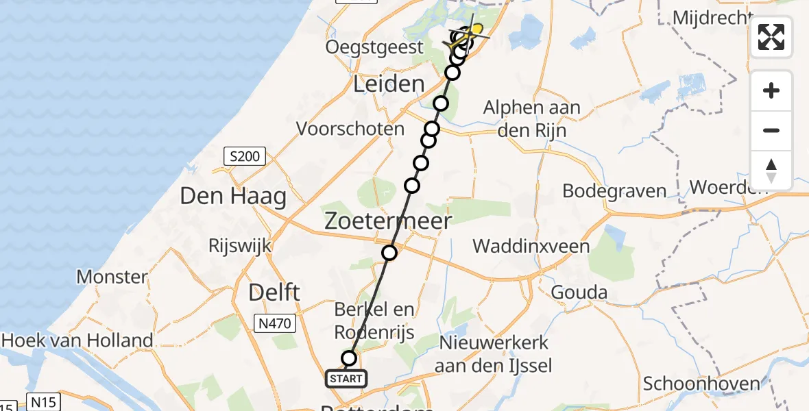 Routekaart van de vlucht: Lifeliner 2 naar Rijpwetering