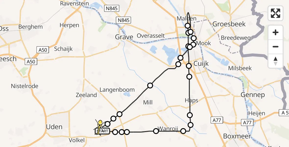 Routekaart van de vlucht: Lifeliner 3 naar Volkel