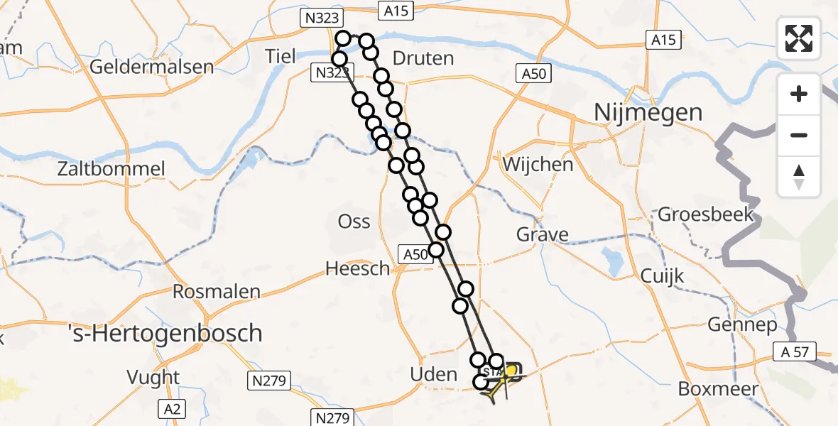 Routekaart van de vlucht: Lifeliner 3 naar Volkel