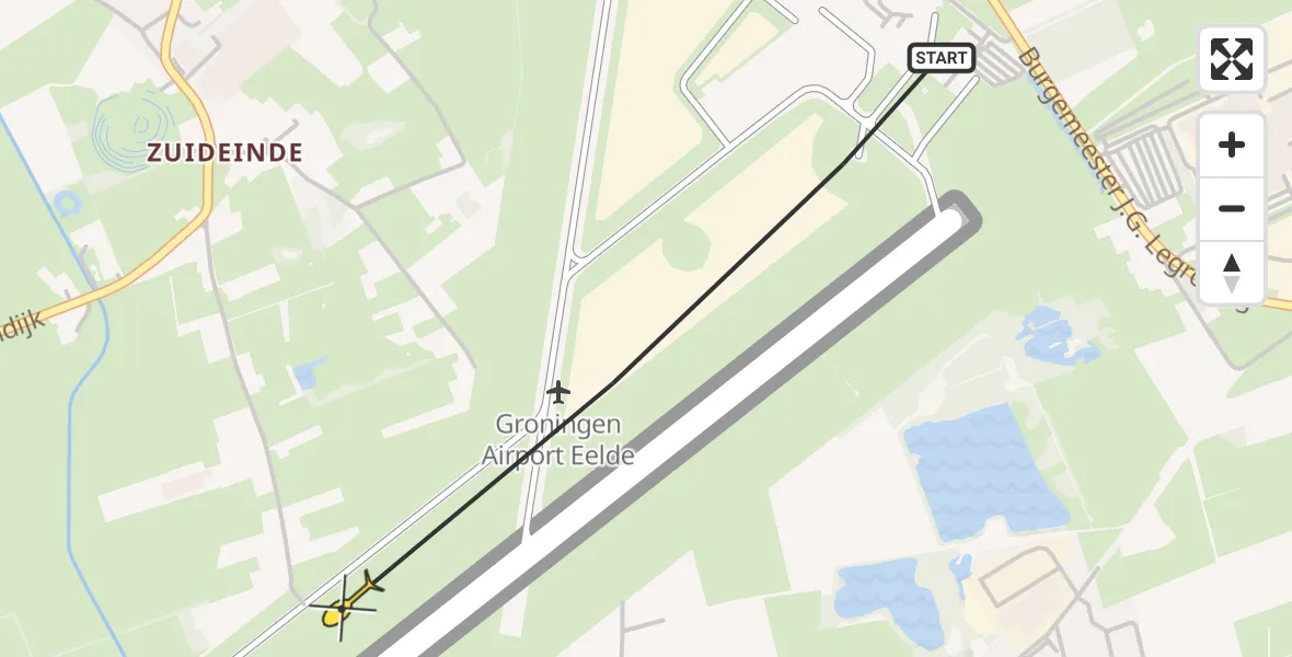 Routekaart van de vlucht: Traumahelikopter naar Eelde