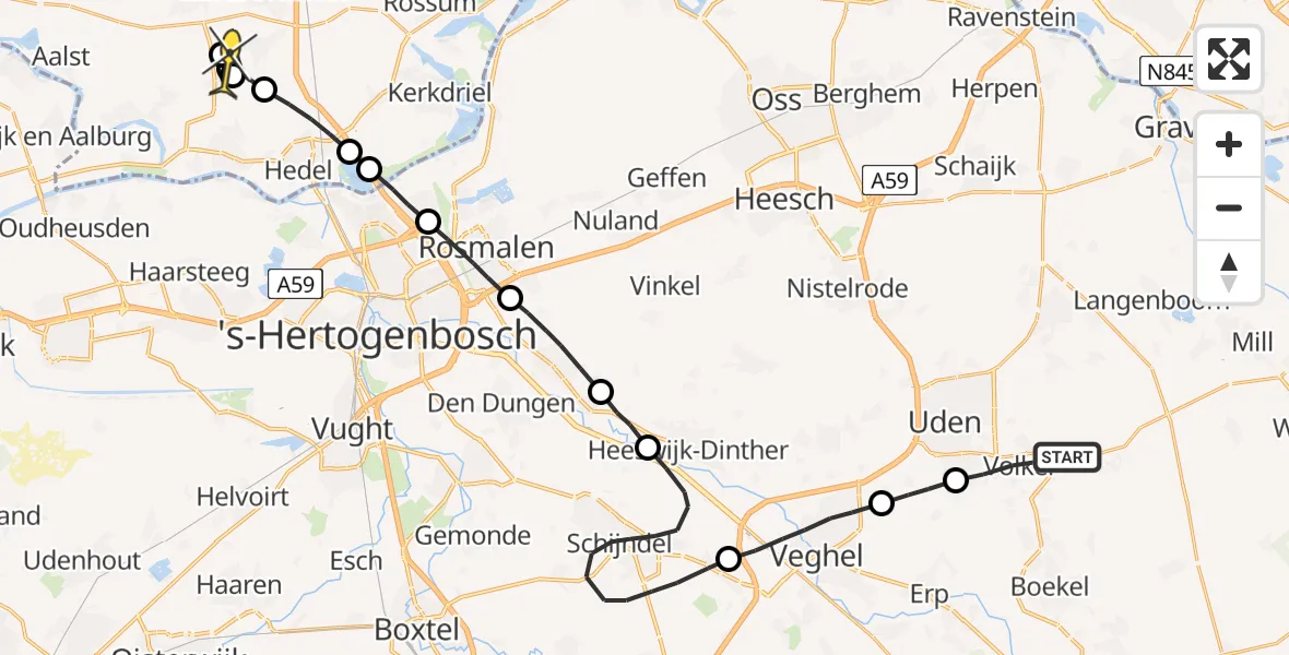 Routekaart van de vlucht: Lifeliner 3 naar Kerkwijk