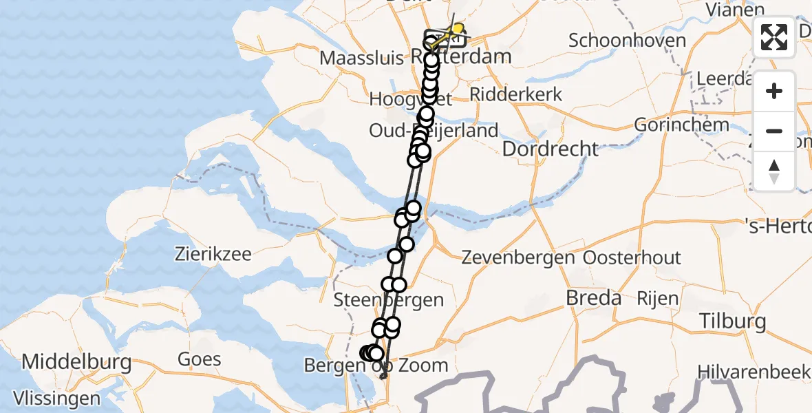 Routekaart van de vlucht: Lifeliner 2 naar Rotterdam