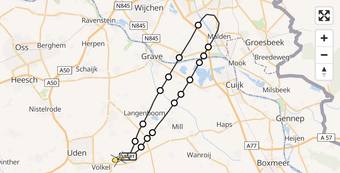 Routekaart van de vlucht: Lifeliner 3 naar Volkel