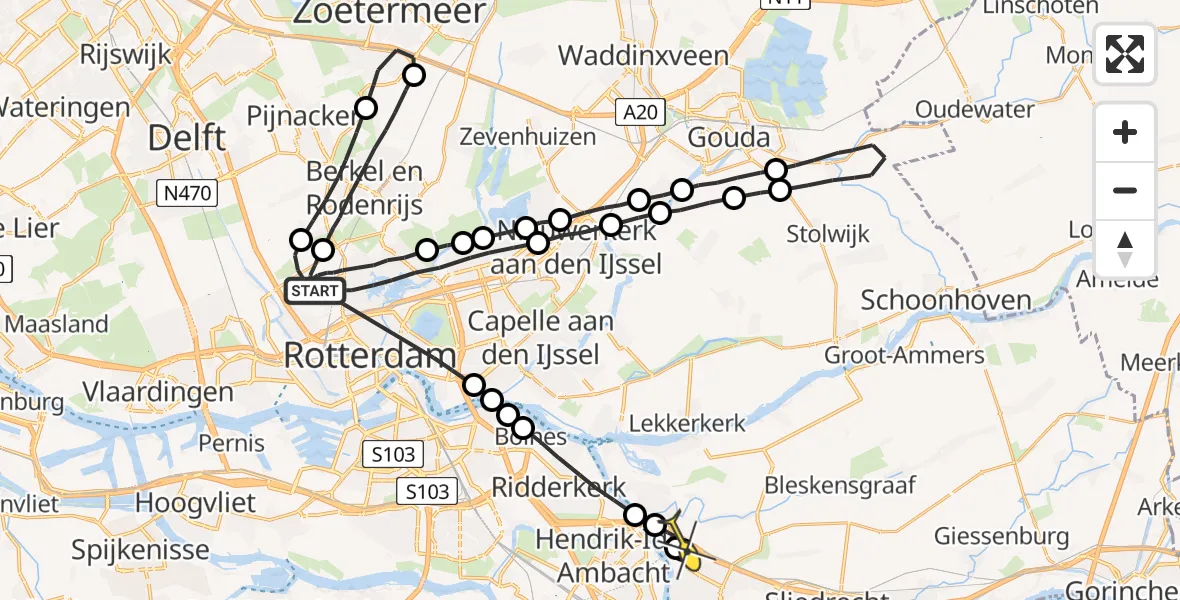 Routekaart van de vlucht: Lifeliner 2 naar Alblasserdam