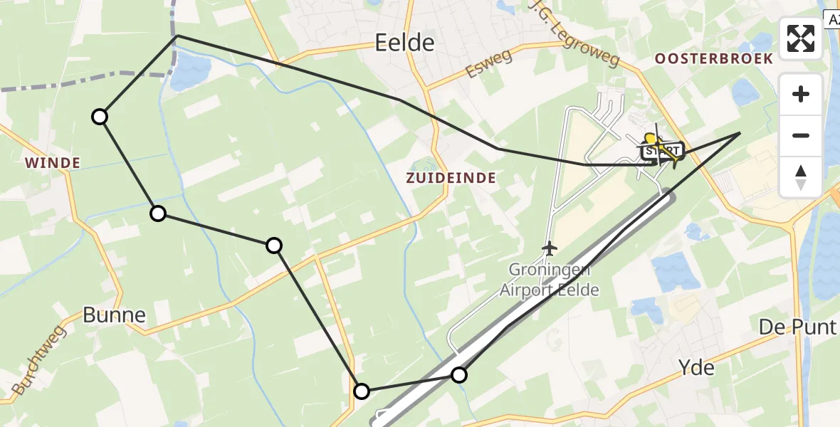 Routekaart van de vlucht: Lifeliner 4 naar Eelde