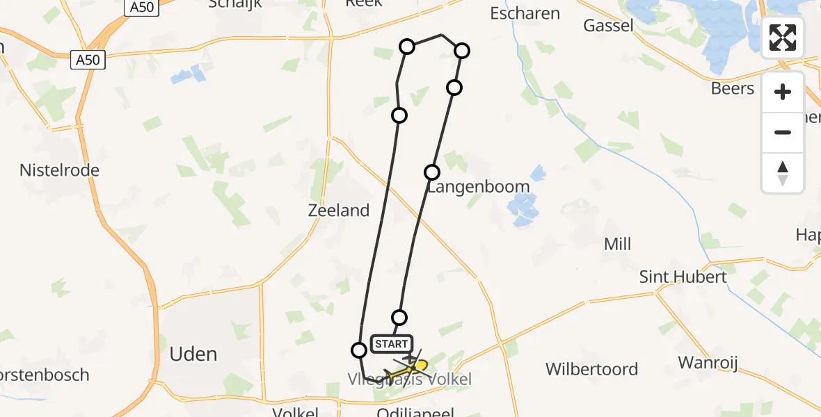 Routekaart van de vlucht: Lifeliner 3 naar Volkel