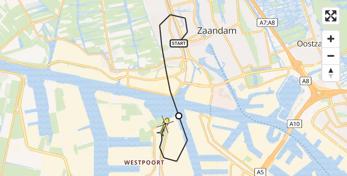 Routekaart van de vlucht: Lifeliner 1 naar Amsterdam