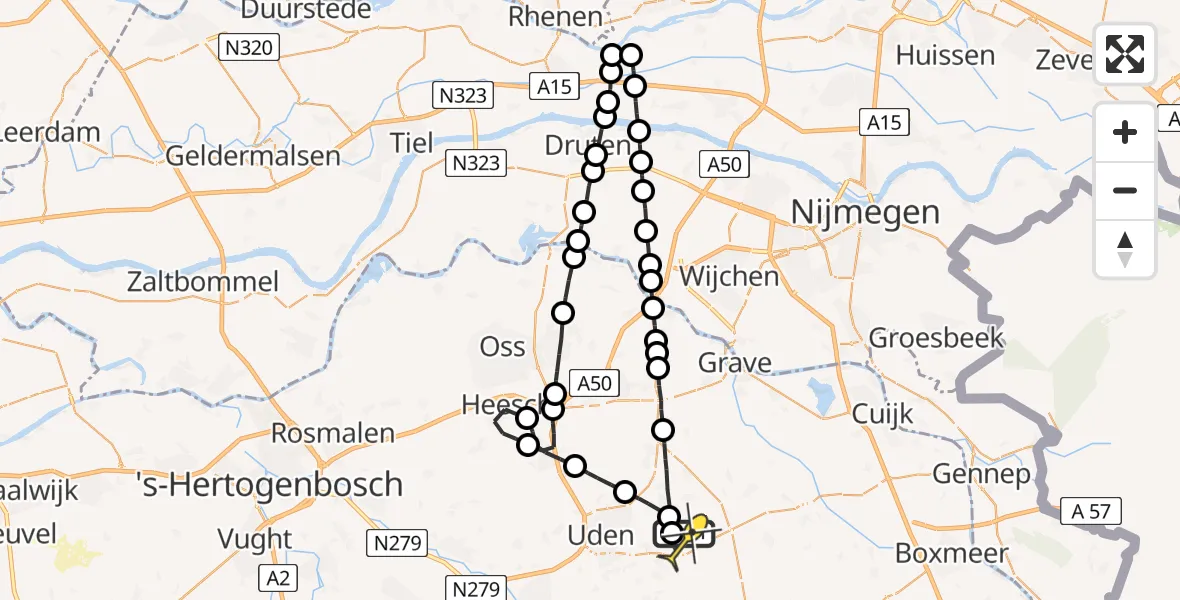 Routekaart van de vlucht: Lifeliner 3 naar Volkel