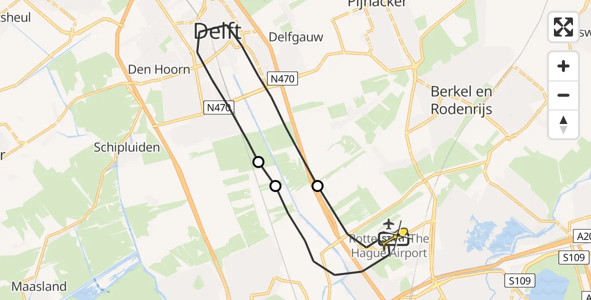 Routekaart van de vlucht: Lifeliner 2 naar Rotterdam