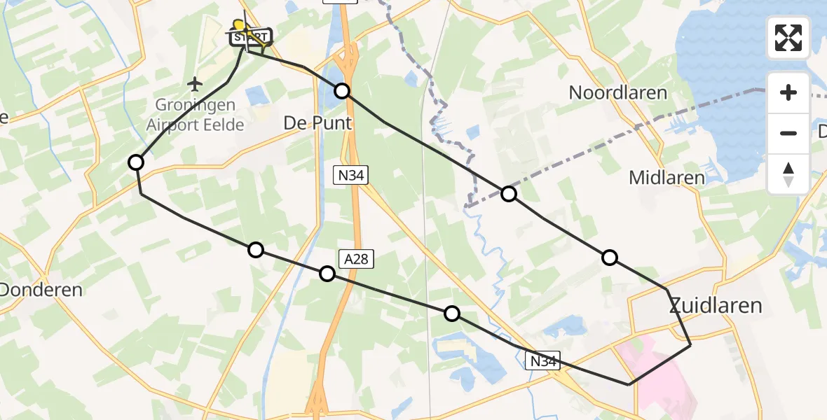 Routekaart van de vlucht: Lifeliner 4 naar Eelde