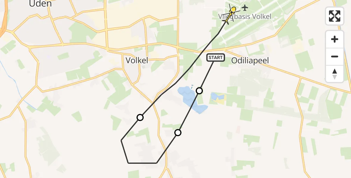 Routekaart van de vlucht: Lifeliner 3 naar Volkel