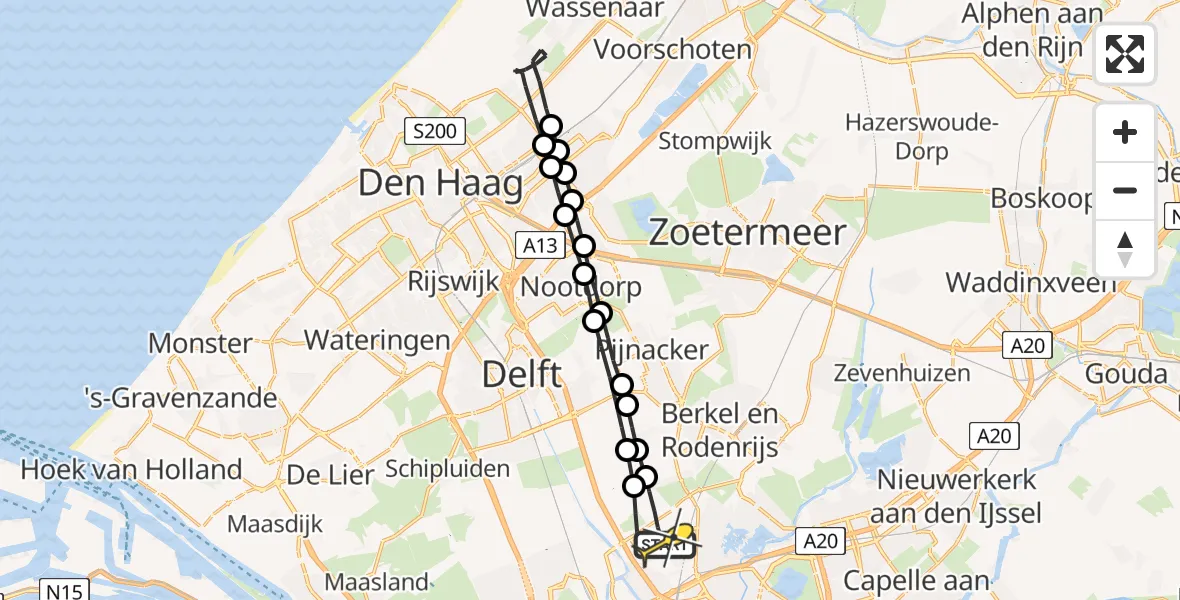 Routekaart van de vlucht: Lifeliner 2 naar Rotterdam