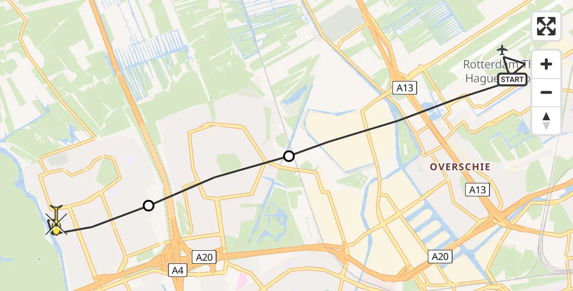 Routekaart van de vlucht: Lifeliner 2 naar Vlaardingen