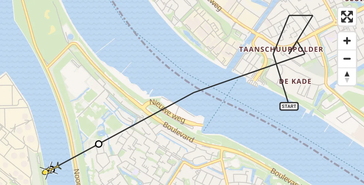 Routekaart van de vlucht: Politieheli naar Europoort