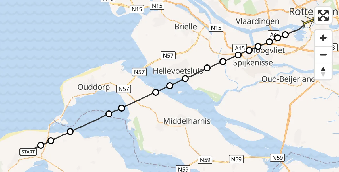 Routekaart van de vlucht: Lifeliner 2 naar Rotterdam