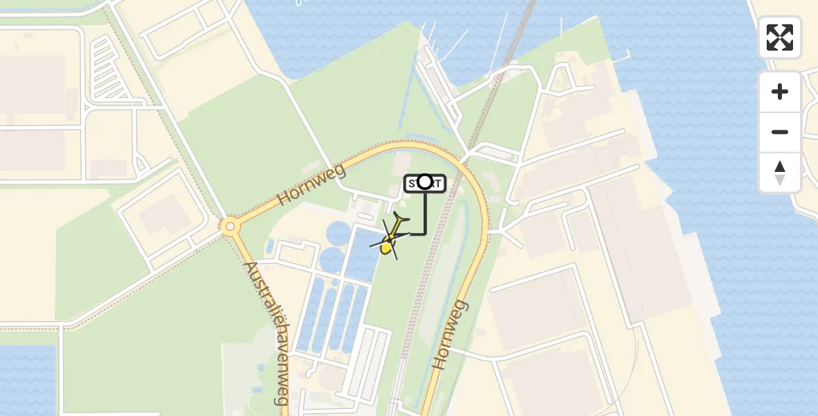 Vluchtroute Traumahelikopter van Amsterdam naar Amsterdam