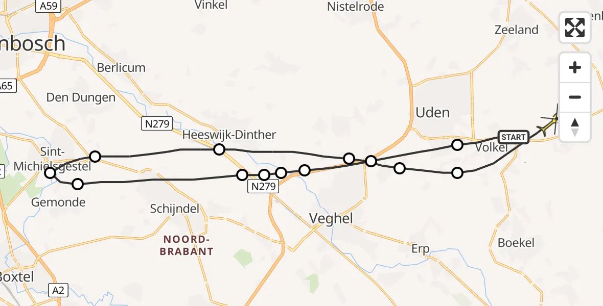 Routekaart van de vlucht: Lifeliner 3 naar Volkel