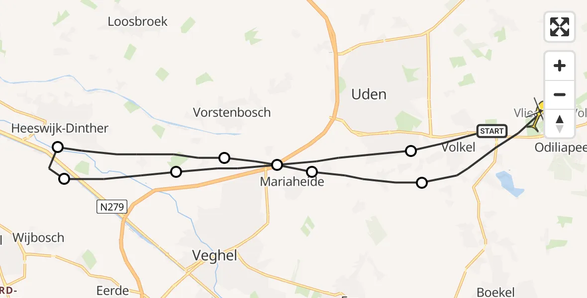 Routekaart van de vlucht: Lifeliner 3 naar Volkel