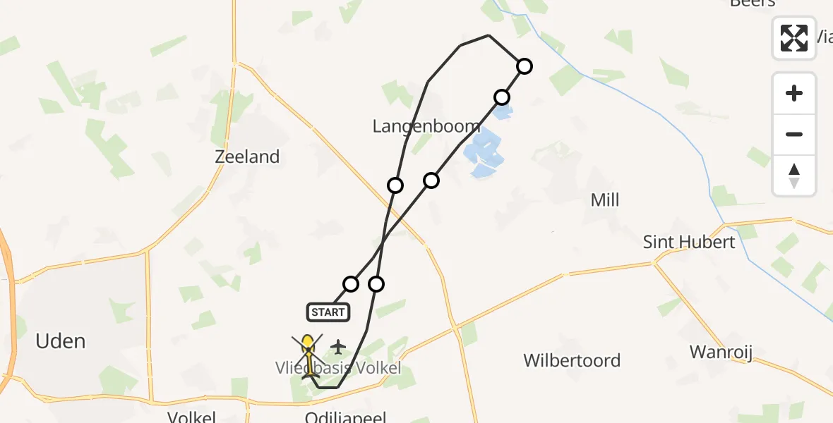 Routekaart van de vlucht: Lifeliner 3 naar Volkel