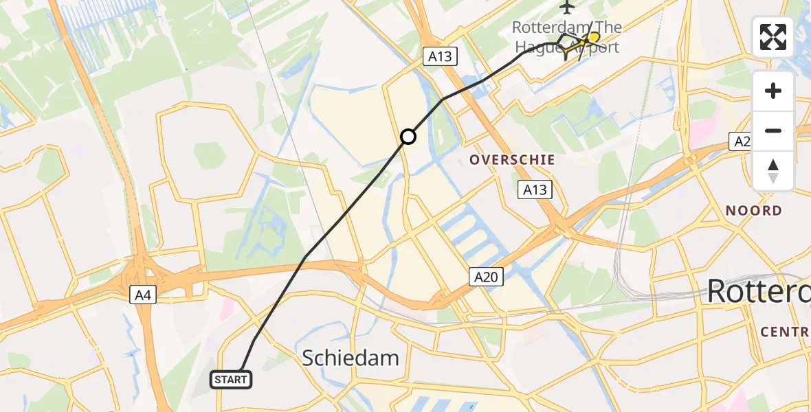 Routekaart van de vlucht: Lifeliner 2 naar Rotterdam