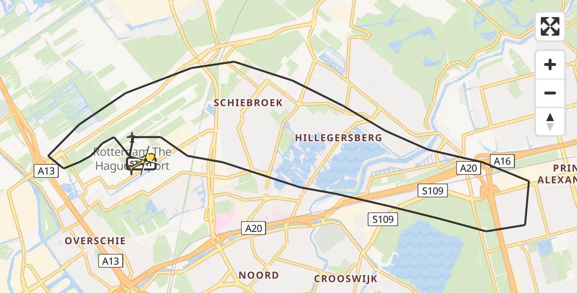 Routekaart van de vlucht: Lifeliner 2 naar Rotterdam