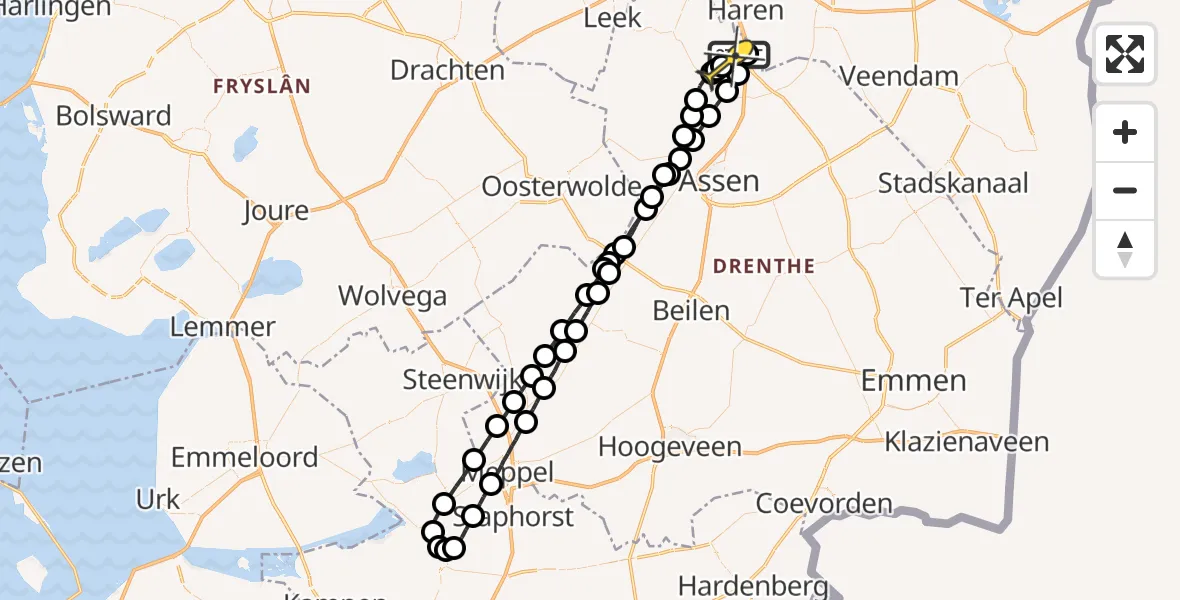 Routekaart van de vlucht: Lifeliner 4 naar Eelde