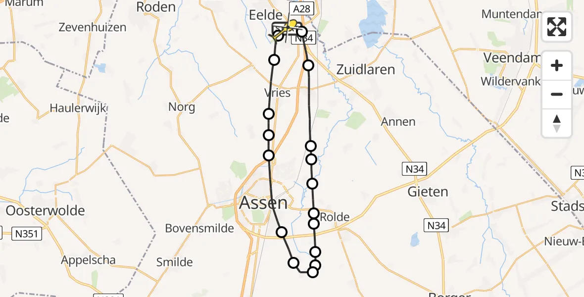 Routekaart van de vlucht: Lifeliner 4 naar Eelde