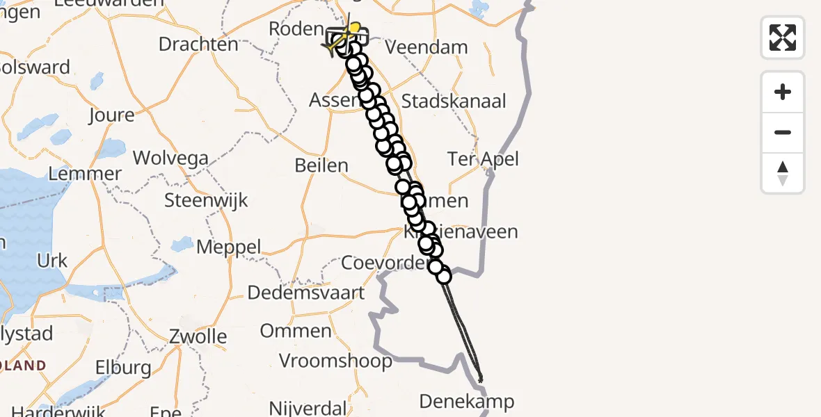 Routekaart van de vlucht: Lifeliner 4 naar Eelde