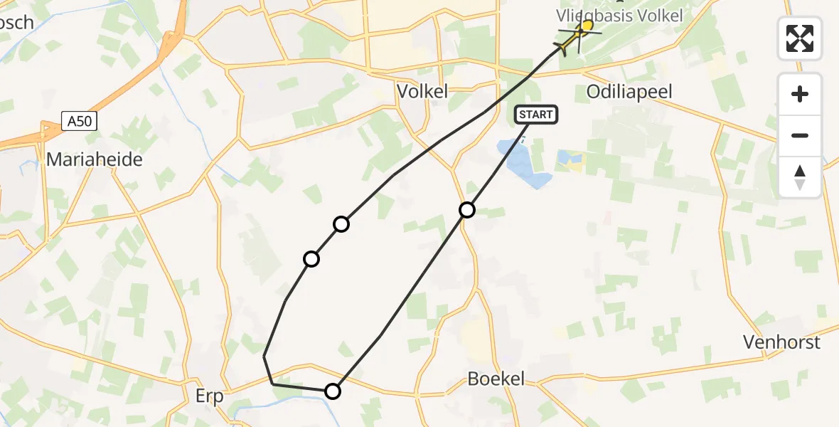 Routekaart van de vlucht: Lifeliner 3 naar Volkel