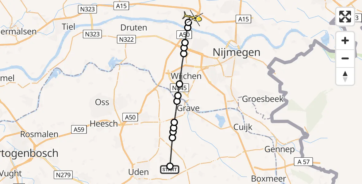 Routekaart van de vlucht: Lifeliner 3 naar Herveld